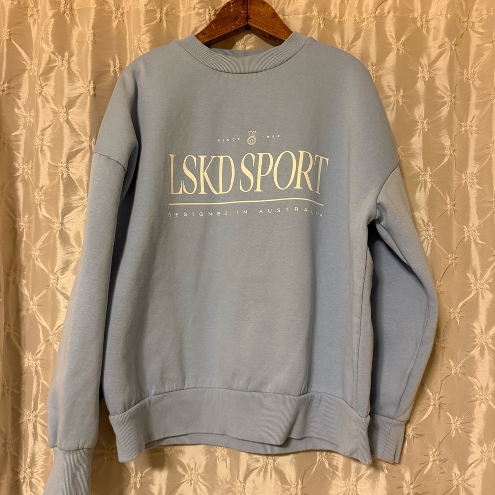 LSKD Sport Blue Oversized Crewneck Graphic Sweatshirt Preppy Sporty - Picture 11 of 11